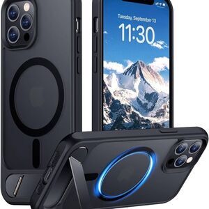 Temdan Magnetic Case for iPhone 12 Pro Max with Kickstand Black